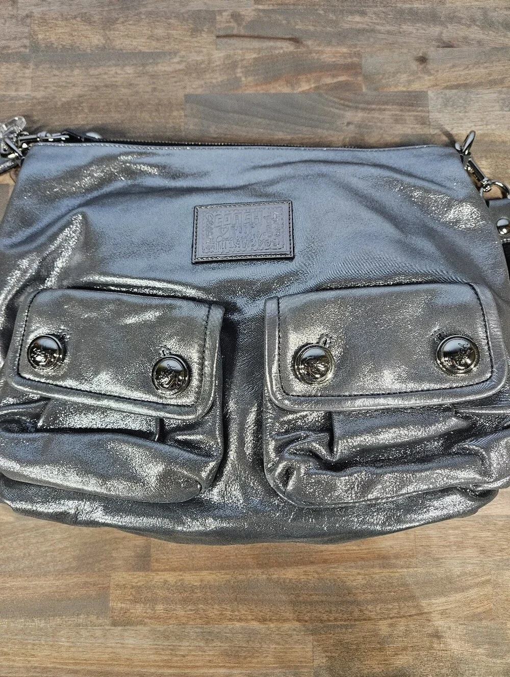 Coach Poppy Metallic Double Pocket Hobo